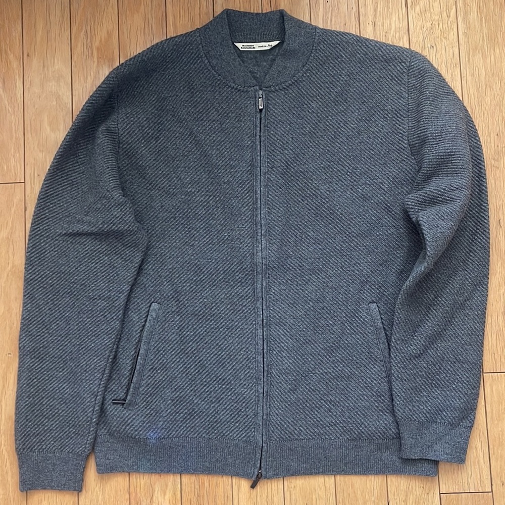 New Maurizio Baldassari Wool Bomber Sweater - Grey